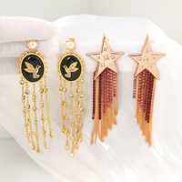 Boucles d'oreilles à pampilles en zircon, motif étoile et pigeon volant, tendance