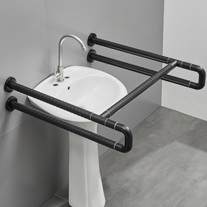 Barres d'appui Baiyurui en acier inoxydable antidérapantes noires pour lavabo de salle de bain, design moderne et simple, capacité de charge de 100 kg - Product Image 2
