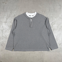 Pull Henley Homme Luxe Style Old Money 280G Effet Deux Pièces Col Semi-Ouvert Épaules Tombantes Manches Longues Coupe Ample Vente en Gros