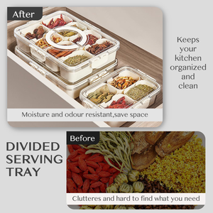 Portable 8 Compartment Clear Snack Containers Snackle Box Charcuterie Container Divided Serving <b>Tray</b> with Lid and Handle - Product Image 3