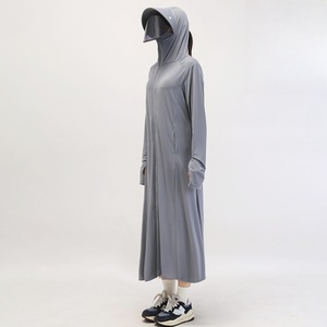 Blouse d'hiver longue pour femme en soie glacée, imperméable, anti-UV, col montant fin, protection solaire intégrale - Product Image 5