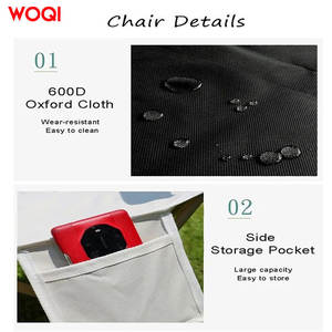 Table et chaises pliantes de pique-nique Woqi pour 2 personnes, ensemble portable de jardin en tissu Oxford blanc - Product Image 3