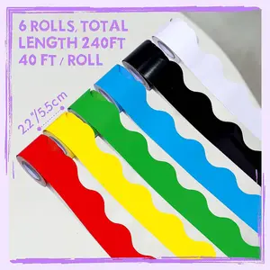 Colorful Bulletin Board Borders for Classroom, Bulletin Board Paper Roll Scalloped Classroom Borders