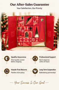 Caja de Regalo de Adviento Roja Plegable con 24 Compartimentos, Impresión en Dorado y Cinta de Satén, Reutilizable para Calendario de Adviento Navideño - Product Image 3