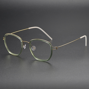 Lunettes rétro à monture carrée en écaille de tortue, <span class=keywords><strong>fil</strong></span> d'or 6608, sans vis, pour petit visage, en titane pur - Product Image 6