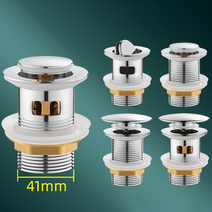 Vanne de vidange escamotable en acier inoxydable chromé avec trop-plein et bouchon Click-Clack pour projets hôteliers (vente en gros) - Product Image 1