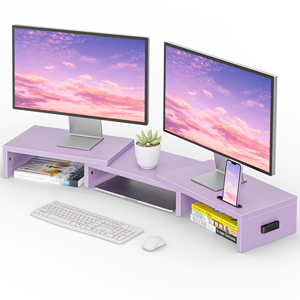Wooden Computer Desktop Desk Organizer Laptop <b>Stand</b> Length Angle Adjustable Monitor Riser - Product Image 2