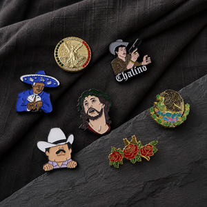 New 2023 Custom Mexican Zinc Alloy Enamel Cowboy Electroplated Badge with Custom Design Anime Mens Rectangle Shape Pin - Product Image 1