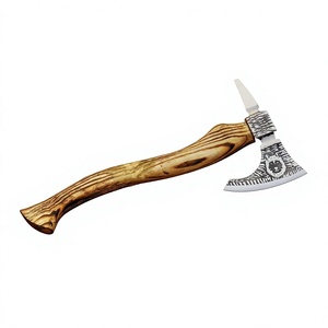 Hacha de corte forjada para exteriores con cabeza de acero y mango de madera dura para acampar, cortar leña y trabajar con materiales, en venta. - Product Image 3
