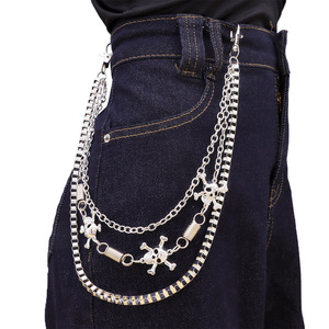 Chaîne de taille YueliSkeleton multicouche en métal, style Hip Hop Punk, unisexe, en alliage de zinc blanc, pour usage quotidien - Product Image 1