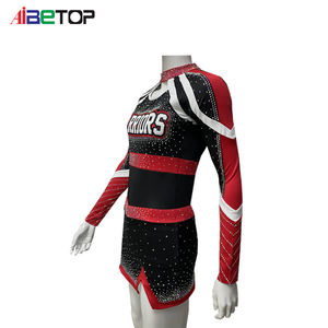 Disfraz de animadora <span class=keywords><strong>Sexy</strong></span> de manga larga con diamantes de imitación para mujeres adultas, equipo universitario, diseño personalizado, su propio logotipo y colores - Product Image 5