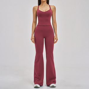 Nouveautés : Ensemble <span class=keywords><strong>de</strong></span> <span class=keywords><strong>sport</strong></span> <span class=keywords><strong>de</strong></span> <span class=keywords><strong>luxe</strong></span> élégant pour Pilates et Yoga, avec pantalon évasé taille haute, effet push-up fessier et dos élégant, séchage rapide - Product Image 2