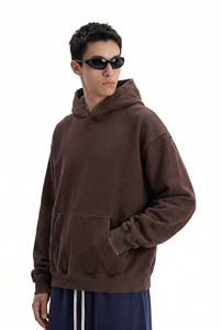 Sweat-shirt à capuche en molleton épais personnalisé avec logo, chaud pour l'hiver, coupe oversize, finition délavée vintage - Product Image 3