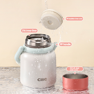 Termo <span class=keywords><strong>Xile</strong></span> de 2L de Acero Inoxidable con Aislamiento Térmico de 6 a 12 Horas, Diseño Moderno, Lonchera al Vacío con Asa y Cuchara Grande - Product Image 2