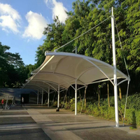 Design Moderno Tettoia in Tessuto PVDF con Struttura in Acciaio Tetto in Tessuto Tensile Impermeabile Resistente ai Raggi UV Ignifugo Resistente al Vento 120km/h