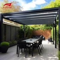 SUNC-Pergola moderne à toit rétractable, étanche, bioclimatique, électrique, en aluminium, pour l'extérieur