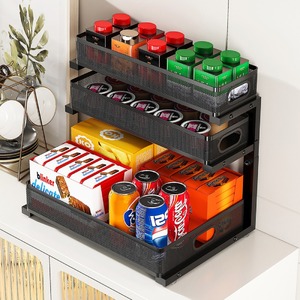 Étagère de rangement coulissante à 3 niveaux en métal épaissi pour cuisine et salle de bain, réglable en hauteur, <span class=keywords><strong>sous</strong></span> évier - Product Image 3
