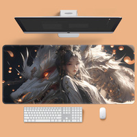 Tapis de souris de jeu XXL style anime, antidérapant, avec bords surpiqués, pour clavier et ordinateur portable