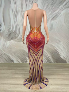 AD2949 Handmade Sparkling Colorful Rhinestone Luxury Evening Dresses Sleeveless <strong>Sexy</strong> <strong>Club</strong> <strong>Outfit</strong> for Womens Party Wear Ball Gown - Product Image 5