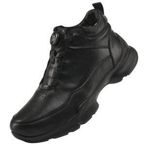 Men's Cow Leather Walking Shoes Solid <b>Round</b> <b>Toe</b> Low <b>Heel</b> Plush Lining Insulative Buckle Design Autumn Winter Fashion Casual - Product Image 4