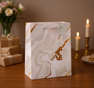 Borsa Regalo Mi House Market 32Cm in Carta con Motivo Marmorizzato Stile Fashion - Product Image 2