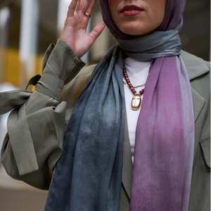 Premium Ombre Water Print Modal Hijab Soft Comfort Transpirable Ligero Tejido Modal Chal Ready Ship Gradient para musulmanes - Product Image 5