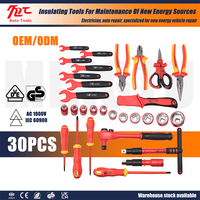 Kit de 30 outils de réparation automobile pour véhicules électriques, avec clés isolées, douilles et pinces pour électriciens