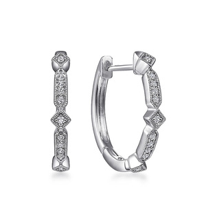 Small Rhombus Hoop Earrings for Women Minimalist Sparkling Huggie Earrings Daily Fashion Jewelry - Product Image 2