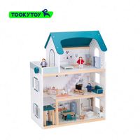 Jugando a las casitas juguetes DIY cabaña juguetes de madera con ascensores 3-6 años juguetes grandes de Villa de tres pisos