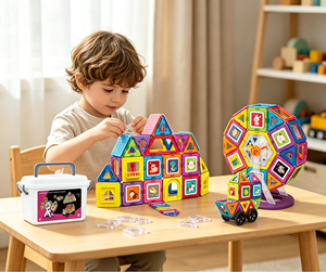 <span class=keywords><strong>Jeu</strong></span> de construction magnétique 3D pour enfants, 108/118 pièces, motifs animaux, avec boîte de rangement, idéal pour l'apprentissage et le <span class=keywords><strong>jeu</strong></span> des tout-petits - Vente Flash - Product Image 4