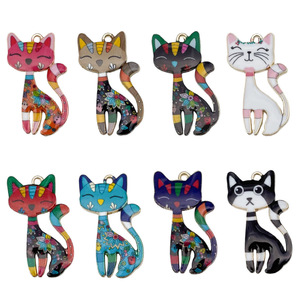 Colgante de Aleación con Forma de Gato, Color Mixto, 30x18mm, para Niños, para Fiestas, para Collar, Pulsera, Pendientes, Llavero, Funda de Teléfono Móvil - Product Image 2