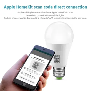 9W regulable <span class=keywords><strong>Apple</strong></span> <span class=keywords><strong>Homekit</strong></span> Cozylife <span class=keywords><strong>bombillas</strong></span> LED <span class=keywords><strong>inteligentes</strong></span> Siri Control de voz RGB CCT CAMBIO DE Color música bombilla LED - Product Image 2