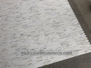 ストリップパターンCarrara Calacattaゴールドバックスプラッシュ大理石モザイクタイル - Product Image 6