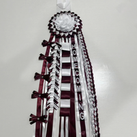 Pita Selempang Ibu untuk Acara Homecoming, Warna Ungu, Grosir, Custom, Buatan Tangan, Bahan Satin, dengan Hiasan Bunga Corsage untuk Dekorasi Pesta Homecoming Sekolah