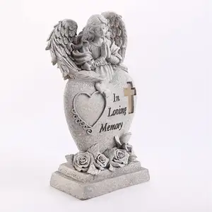 गार्डन एंजेल प्रतिमा सहानुभूति उपहार क्रॉस सोलर एलईडी के साथ प्रियजन की स्मृति, शोक उपहार, शोक उपहार