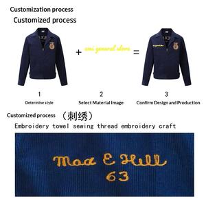 <strong>FFA</strong> American Vintage Workwear Long Sleeve Bomber <strong>Jacket</strong> for Men Youth High-end Trendy Embroidered Corduroy Streetwear Spring XL - Product Image 4