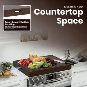 Planche à nouilles <span class=keywords><strong>en</strong></span> <span class=keywords><strong>bois</strong></span> foncé, couvercle <span class=keywords><strong>de</strong></span> cuisinière pour cuisinières à <span class=keywords><strong>gaz</strong></span> et électriques, avec plateau <span class=keywords><strong>de</strong></span> service et planche à charcuterie - Product Image 2