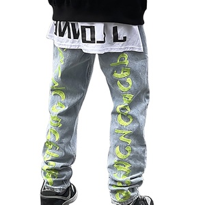Tuta Casual da <span class=keywords><strong>uomo</strong></span> Jeans in Denim invernale con Logo ricamato a metà vita Design Patchwork traspirante e lavato - Product Image 5