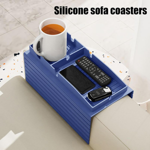 Porte-gobelet en silicone sans BPA pour canapé, plateau antidérapant pour accoudoir avec rangement pour télécommande, organisation et décoration intérieure - Product Image 4