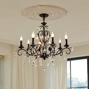 Lustre de ferme en <span class=keywords><strong>fer</strong></span> <span class=keywords><strong>forgé</strong></span> <span class=keywords><strong>noir</strong></span> éclairage plafond rustique <span class=keywords><strong>suspension</strong></span> bougie lustres suspendus pour cuisine salon - Product Image 1