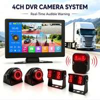 Système de caméra pour camion 10,1 pouces, DVR 4 canaux avec détection d'angle mort IA BSD, enregistrement et moniteur tactile pour camion, bus, camping-car, semi-remorque
