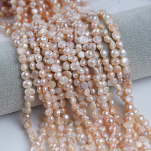 Collier de perles d'eau douce naturelles roses de Zhuji, 5-6 mm, naturelles, à deux faces, légères, semi-finies, trou horizontal, colorées - Product Image 5