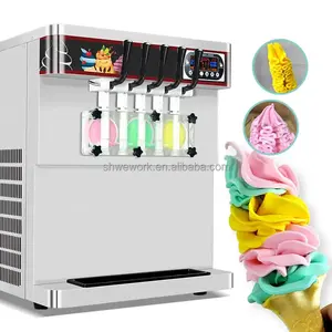 WeWork 5 Flavors Commercial Ice Cream Maker Machine 35-40L/H Yield Countertop Soft Serve Ice Cream Machine