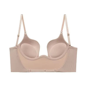 Deep U-Plunge Sexy Bras para niñas Candy Colors Multi-Way Push Transpirable Breast Agrandar Underwire Bra Cup Low W-Shape Backless - Product Image 6