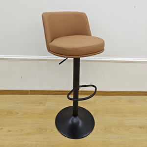 High-end custom commercial furniture modern style nightclub bar <b>stools</b> and chairs luxurious <b>leather</b> adjustable height metal - Product Image 5