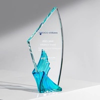 Trophée personnalisé avec impression en relief, gravure de logo sur mesure, base flamme couleur personnalisée, plaque de récompense d'entreprise pour événements annuels