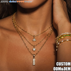 Collar con Colgante Geométrico <span class=keywords><strong>de</strong></span> Circonio, Chapado en <span class=keywords><strong>Oro</strong></span> <span class=keywords><strong>de</strong></span> <span class=keywords><strong>18k</strong></span> sobre Acero Inoxidable PVD, Joyería <span class=keywords><strong>de</strong></span> Moda para Mujer, Minimalista, Resistente al Deslustre y al Agua - Product Image 1