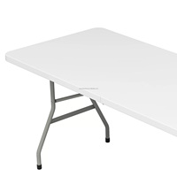Table pliante d'extérieur moderne de 8 pieds, rectangulaire, avec structure en acier et plateau en HDPE, idéale pour les fêtes et la restauration