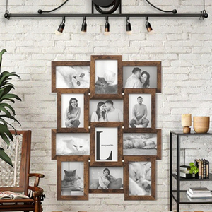 Cornice Fotografica Familiare alla Moda in Legno con 12 Aperture, Motivo Quadrato, Collage Multi-Foto Pieghevole <span class=keywords><strong>da</strong></span> Appendere a <span class=keywords><strong>Parete</strong></span> per Esporre Ricordi - Product Image 6