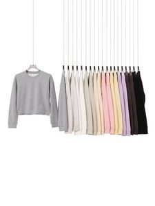 <span class=keywords><strong>Pull</strong></span> court en molleton lourd 330GSM France Terry Col rond Épaules tombantes Offres spéciales Impression DTF DTG Sweat-shirt court pour femmes - Product Image 1